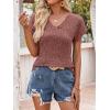 imageANRABESS Women Tops Summer Sweaters Short Sleeve V Neck Shirts 2026 Spring Fashion Dressy Casual Business Tunic BlousesRust