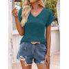 imageANRABESS Women Tops Summer Sweaters Short Sleeve V Neck Shirts 2026 Spring Fashion Dressy Casual Business Tunic BlousesTeal