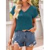 imageANRABESS Women Tops Summer Sweaters Short Sleeve V Neck Shirts 2026 Spring Fashion Dressy Casual Business Tunic BlousesTeal