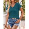 imageANRABESS Women Tops Summer Sweaters Short Sleeve V Neck Shirts 2026 Spring Fashion Dressy Casual Business Tunic BlousesTeal