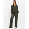 imageANRABESS Womens 2 Piece Outfits 2026 Fall Crochet Knit Half Zip Sweater Top Wide Leg Pant Travel Matching Sets Lounge ClothesArmy Green