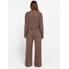 imageANRABESS Womens 2 Piece Outfits 2026 Fall Crochet Knit Half Zip Sweater Top Wide Leg Pant Travel Matching Sets Lounge ClothesBrown