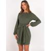 imageANRABESS Womens 2026 Fall Dress Long Lantern Sleeve Ribbed Knit Casual Tie Waist Lightweight Mini Sweater DressDeep Green
