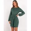imageANRABESS Womens 2026 Fall Dress Long Lantern Sleeve Ribbed Knit Casual Tie Waist Lightweight Mini Sweater DressGreen