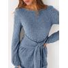 imageANRABESS Womens 2026 Fall Dress Long Lantern Sleeve Ribbed Knit Casual Tie Waist Lightweight Mini Sweater DressGrey Blue
