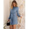 imageANRABESS Womens 2026 Fall Dress Long Lantern Sleeve Ribbed Knit Casual Tie Waist Lightweight Mini Sweater DressGrey Blue