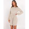 imageANRABESS Womens 2026 Fall Dress Long Lantern Sleeve Ribbed Knit Casual Tie Waist Lightweight Mini Sweater DressLight Khaki