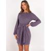 imageANRABESS Womens 2026 Fall Dress Long Lantern Sleeve Ribbed Knit Casual Tie Waist Lightweight Mini Sweater DressPurple