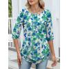 imageANRABESS Womens 34 Sleeve Blouses Dressy Casual Double Layers Shirts Flowy Tunic Top 2026 Spring Beach Vacation ClothesBlue Green Spot