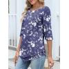 imageANRABESS Womens 34 Sleeve Blouses Dressy Casual Double Layers Shirts Flowy Tunic Top 2026 Spring Beach Vacation ClothesFloral Purple