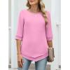 imageANRABESS Womens 34 Sleeve Blouses Dressy Casual Double Layers Shirts Flowy Tunic Top 2026 Spring Beach Vacation ClothesPink
