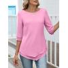 imageANRABESS Womens 34 Sleeve Blouses Dressy Casual Double Layers Shirts Flowy Tunic Top 2026 Spring Beach Vacation ClothesPink