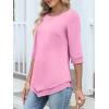 imageANRABESS Womens 34 Sleeve Blouses Dressy Casual Double Layers Shirts Flowy Tunic Top 2026 Spring Beach Vacation ClothesPink