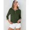 imageANRABESS Womens 34 Sleeve Tops Henley Shirts Casual Trendy Button T Shirts 2026 Summer Basic TunicArmy Green