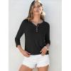 imageANRABESS Womens 34 Sleeve Tops Henley Shirts Casual Trendy Button T Shirts 2026 Summer Basic TunicBlack
