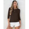 imageANRABESS Womens 34 Sleeve Tops Henley Shirts Casual Trendy Button T Shirts 2026 Summer Basic TunicBrown