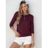 imageANRABESS Womens 34 Sleeve Tops Henley Shirts Casual Trendy Button T Shirts 2026 Summer Basic TunicBurgundy