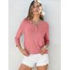 imageANRABESS Womens 34 Sleeve Tops Henley Shirts Casual Trendy Button T Shirts 2026 Summer Basic TunicCoral Pink