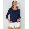 imageANRABESS Womens 34 Sleeve Tops Henley Shirts Casual Trendy Button T Shirts 2026 Summer Basic TunicDark Blue