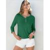 imageANRABESS Womens 34 Sleeve Tops Henley Shirts Casual Trendy Button T Shirts 2026 Summer Basic TunicGreen