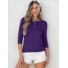 imageANRABESS Womens 34 Sleeve Tops Henley Shirts Casual Trendy Button T Shirts 2026 Summer Basic TunicPurple