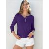 imageANRABESS Womens 34 Sleeve Tops Henley Shirts Casual Trendy Button T Shirts 2026 Summer Basic TunicPurple