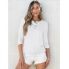 imageANRABESS Womens 34 Sleeve Tops Henley Shirts Casual Trendy Button T Shirts 2026 Summer Basic TunicWhite