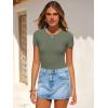 imageANRABESS Womens Bodysuits Short Sleeve Crew Neck Slim Fit Casual Tops Ribbed Knit Soft Basic Tee Shirts Trendy Outfits 2026Army Green