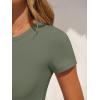 imageANRABESS Womens Bodysuits Short Sleeve Crew Neck Slim Fit Casual Tops Ribbed Knit Soft Basic Tee Shirts Trendy Outfits 2026Army Green