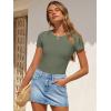imageANRABESS Womens Bodysuits Short Sleeve Crew Neck Slim Fit Casual Tops Ribbed Knit Soft Basic Tee Shirts Trendy Outfits 2026Army Green