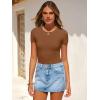 imageANRABESS Womens Bodysuits Short Sleeve Crew Neck Slim Fit Casual Tops Ribbed Knit Soft Basic Tee Shirts Trendy Outfits 2026Brown