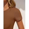 imageANRABESS Womens Bodysuits Short Sleeve Crew Neck Slim Fit Casual Tops Ribbed Knit Soft Basic Tee Shirts Trendy Outfits 2026Brown