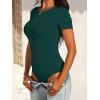 imageANRABESS Womens Bodysuits Short Sleeve Crew Neck Slim Fit Casual Tops Ribbed Knit Soft Basic Tee Shirts Trendy Outfits 2026Deep Green