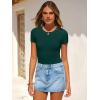 imageANRABESS Womens Bodysuits Short Sleeve Crew Neck Slim Fit Casual Tops Ribbed Knit Soft Basic Tee Shirts Trendy Outfits 2026Deep Green