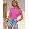 imageANRABESS Womens Bodysuits Short Sleeve Crew Neck Slim Fit Casual Tops Ribbed Knit Soft Basic Tee Shirts Trendy Outfits 2026Hot Pink
