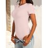 imageANRABESS Womens Bodysuits Short Sleeve Crew Neck Slim Fit Casual Tops Ribbed Knit Soft Basic Tee Shirts Trendy Outfits 2026Light Apricot