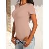 imageANRABESS Womens Bodysuits Short Sleeve Crew Neck Slim Fit Casual Tops Ribbed Knit Soft Basic Tee Shirts Trendy Outfits 2026Light Camel