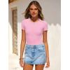 imageANRABESS Womens Bodysuits Short Sleeve Crew Neck Slim Fit Casual Tops Ribbed Knit Soft Basic Tee Shirts Trendy Outfits 2026Pink