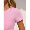 imageANRABESS Womens Bodysuits Short Sleeve Crew Neck Slim Fit Casual Tops Ribbed Knit Soft Basic Tee Shirts Trendy Outfits 2026Pink