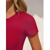 imageANRABESS Womens Bodysuits Short Sleeve Crew Neck Slim Fit Casual Tops Ribbed Knit Soft Basic Tee Shirts Trendy Outfits 2026Red