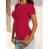 imageANRABESS Womens Bodysuits Short Sleeve Crew Neck Slim Fit Casual Tops Ribbed Knit Soft Basic Tee Shirts Trendy Outfits 2026Red