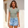 imageANRABESS Womens Bodysuits Short Sleeve Crew Neck Slim Fit Casual Tops Ribbed Knit Soft Basic Tee Shirts Trendy Outfits 2026Sage Green