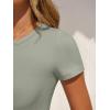 imageANRABESS Womens Bodysuits Short Sleeve Crew Neck Slim Fit Casual Tops Ribbed Knit Soft Basic Tee Shirts Trendy Outfits 2026Sage Green