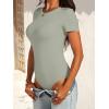 imageANRABESS Womens Bodysuits Short Sleeve Crew Neck Slim Fit Casual Tops Ribbed Knit Soft Basic Tee Shirts Trendy Outfits 2026Sage Green
