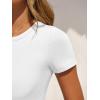 imageANRABESS Womens Bodysuits Short Sleeve Crew Neck Slim Fit Casual Tops Ribbed Knit Soft Basic Tee Shirts Trendy Outfits 2026White