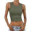 imageANRABESS Womens Crop Tank Tops High Neck Sleeveless Ribbed Knit Slim Fit Shirts 2026 Summer Casual Basic Workout ClothesArmy Green