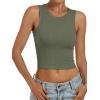 imageANRABESS Womens Crop Tank Tops High Neck Sleeveless Ribbed Knit Slim Fit Shirts 2026 Summer Casual Basic Workout ClothesArmy Green
