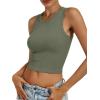 imageANRABESS Womens Crop Tank Tops High Neck Sleeveless Ribbed Knit Slim Fit Shirts 2026 Summer Casual Basic Workout ClothesArmy Green