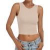 imageANRABESS Womens Crop Tank Tops High Neck Sleeveless Ribbed Knit Slim Fit Shirts 2026 Summer Casual Basic Workout ClothesBeige