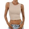 imageANRABESS Womens Crop Tank Tops High Neck Sleeveless Ribbed Knit Slim Fit Shirts 2026 Summer Casual Basic Workout ClothesBeige